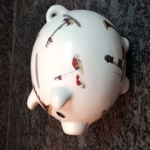 Piggy Bank Decorated with Lighthouses Ceramic 5.5 IN long 4 IN High 4 IN Wide